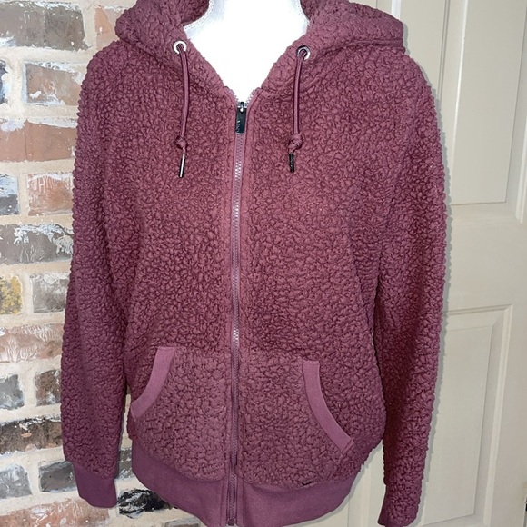 MARC NEW YORK Andrew Marc Teddy Fleece Full Zip Hoodie Jacket in Dried Rose MED - Picture 6 of 11